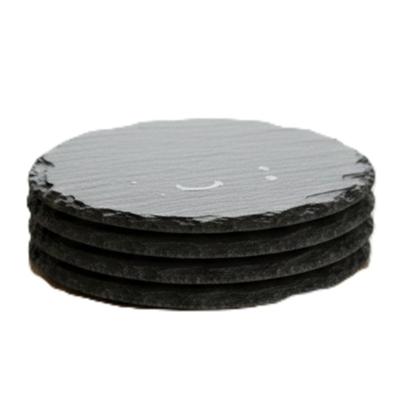 Onderzetters voor glazen - 4x stuks - rond - Leisteen - 10 x 0.8 cm