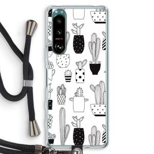 Cactusmotief: Sony Xperia 5 III Transparant Hoesje met koord