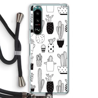 Cactusmotief: Sony Xperia 5 III Transparant Hoesje met koord