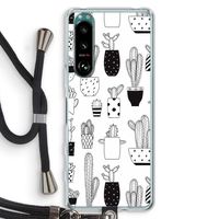 Cactusmotief: Sony Xperia 5 III Transparant Hoesje met koord