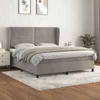 Boxspring met matras fluweel lichtgrijs 160x200 cm