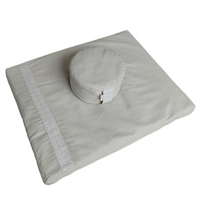 Zafu en Zabuton set met een lotus rond kussen - Grijs kasteel