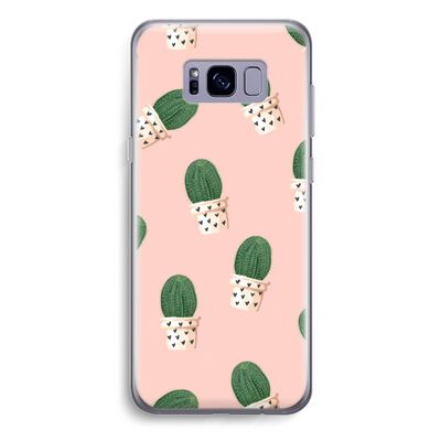 Cactusprint roze: Samsung Galaxy S8 Plus Transparant Hoesje