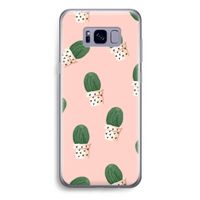 Cactusprint roze: Samsung Galaxy S8 Plus Transparant Hoesje