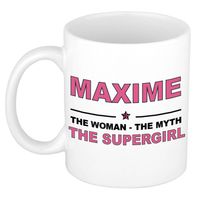 Naam cadeau mok/ beker Maxime The woman, The myth the supergirl 300 ml - Naam mokken - thumbnail