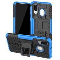 Antislip Samsung Galaxy A40 Hybrid Case met Standaard - Blauw / Zwart - thumbnail