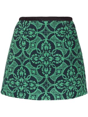 Marine Serre minijupe Towels à motif en jacquard - Vert