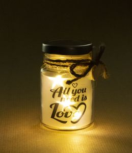 Glazen Lichtgevende Pot 'All You Need Is Love'
