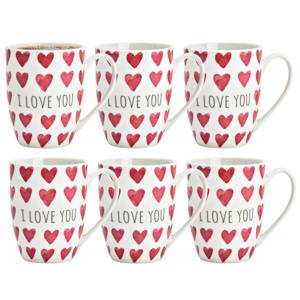 Koffiemokken MR Lover Lover - 8x stuks - Keramiek - wit/rood - 300 ml - 8 x 11 cm