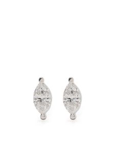 Ef Collection puces d'oreilles en or blanc 14ct pavées de diamants - Argent