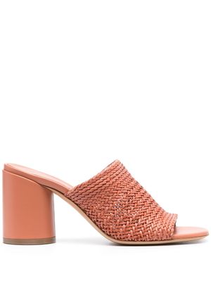 Casadei mules en cuir tressé 85 mm - Marron