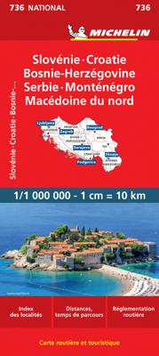 Wegenkaart - landkaart 736 Slovenie, Kroatie, Bosnie-Herzegowina, Servie, Montenegro, Macedonie | Michelin Wegenkaart - landkaart 736 Slovenie, Kroatie, Bosnie-Herzegowina, Servie, Montenegro, Macedonie | Michelin
