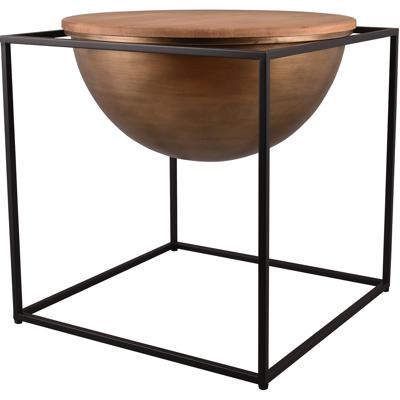 Bijzettafel - Trion Celin - Vierkant - 53x55x53cm - Zwart/Bruin - Metaal/Hout