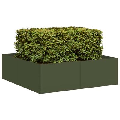 Plantenbak 100x100x30 cm staal olijfgroen