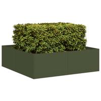 Plantenbak 100x100x30 cm staal olijfgroen