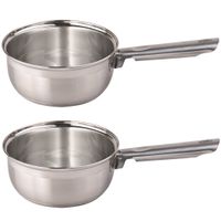 Set van 2x stuks steelpan/sauspan/juspan zilver 1,4 liter 16 cm van RVS - thumbnail