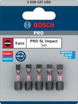 Bosch Accessoires PRO SL Impact bits | SL4.5 | SL5.5 (x2) | SL5.5 | SL6.5 | 25 mm | 5 stuks - 2608521U60