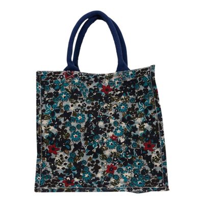 Jute Tas Bloemen (Blauw) Jute Tas Bloemen (Blauw)