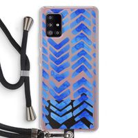 Blauwe pijlen: Samsung Galaxy A51 5G Transparant Hoesje met koord