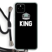 King zwart: Pixel 5 Transparant Hoesje met koord