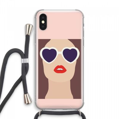 Red lips: iPhone XS Max Transparant Hoesje met koord