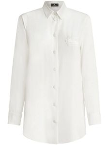 ETRO chemise en soie à appliqué Pegaso - Blanc