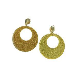 60s disco oorbellen goud glitter