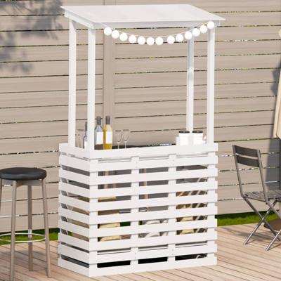 Tuinbartafel met dak 112,5x57x195,5 cm massief hout wit