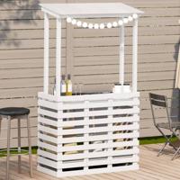 Tuinbartafel met dak 112,5x57x195,5 cm massief hout wit