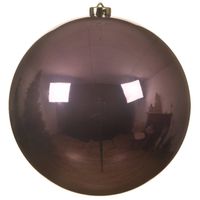 1x stuks grote kunststof kerstballen lila paars 14 cm glans - Kerstbal - thumbnail