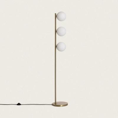 Vloerlamp goud met opaalglazen kappen E27 fittingen &apos;Mono 3&apos;