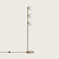 Vloerlamp goud met opaalglazen kappen E27 fittingen &apos;Mono 3&apos;