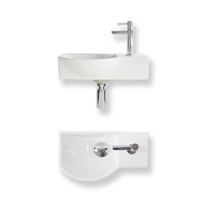 Fonteinset Baseline keramiek 40x22x12 cm wit glans