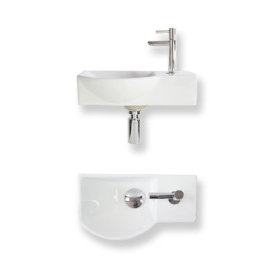 Fonteinset Baseline keramiek 40x22x12 cm wit glans