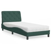 Bed met matras fluweel donkergroen 80x200 cm