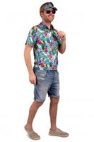 Hawaii blouse met Zonneklep Blauw - thumbnail
