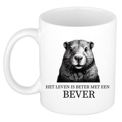 Cadeau mok voor de familie Bever - het leven is beter met - wit - keramiek - 300 ml