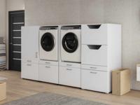 Kast WASHING 2 machines met kast 1 deur 2 lades en kast voor wasgoed MEDIUM wit