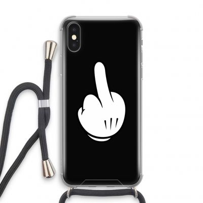 Middle finger black: iPhone XS Transparant Hoesje met koord