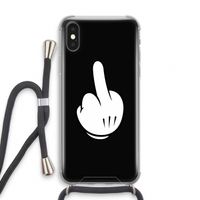 Middle finger black: iPhone XS Transparant Hoesje met koord