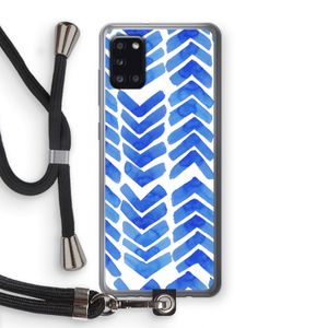 Blauwe pijlen: Samsung Galaxy A31 Transparant Hoesje met koord