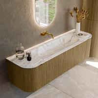 Badmeubel Mondiaz Kurve-Dlux | 160 cm cm | Meubelkleur Dusk | Wastafelkleur Glace | Solid surface | Wasbak midden spoelbak | Zonder kraangat(en) Badmeubel Mondiaz Kurve-Dlux | 160 cm cm | Meubelkleur Dusk | Wastafelkleur Glace | Solid surface | Wasbak midden spoelbak | Zonder kraangat(en)