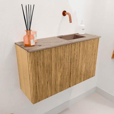 Toiletmeubel Mondiaz Joya Dlux | 70 cm | Meubelkleur Oak | Faye wastafel Arena Wasbak Rechts | Zonder kraangat(en)