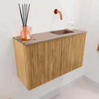 Toiletmeubel Mondiaz Joya Dlux | 70 cm | Meubelkleur Oak | Faye wastafel Arena Wasbak Rechts | Zonder kraangat(en)