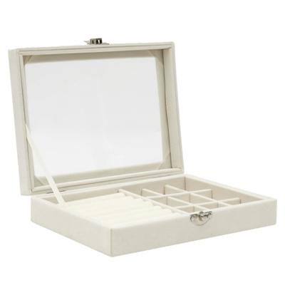 Home Deco Factory Sieradenkist - wit - polyester - 20 x 15 cm - organizer - sieradendoos - box Home Deco Factory Sieradenkist - wit - polyester - 20 x 15 cm - organizer - sieradendoos - box