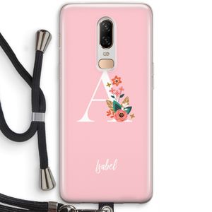 Pink Bouquet: OnePlus 6 Transparant Hoesje met koord