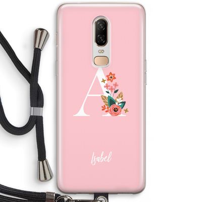 Pink Bouquet: OnePlus 6 Transparant Hoesje met koord