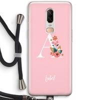 Pink Bouquet: OnePlus 6 Transparant Hoesje met koord