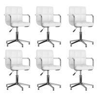 Eetkamerstoelen draaibaar 6 st kunstleer wit