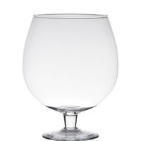 Transparante luxe stijlvolle Brandy vaas/vazen van glas 20 cm - Vazen - thumbnail